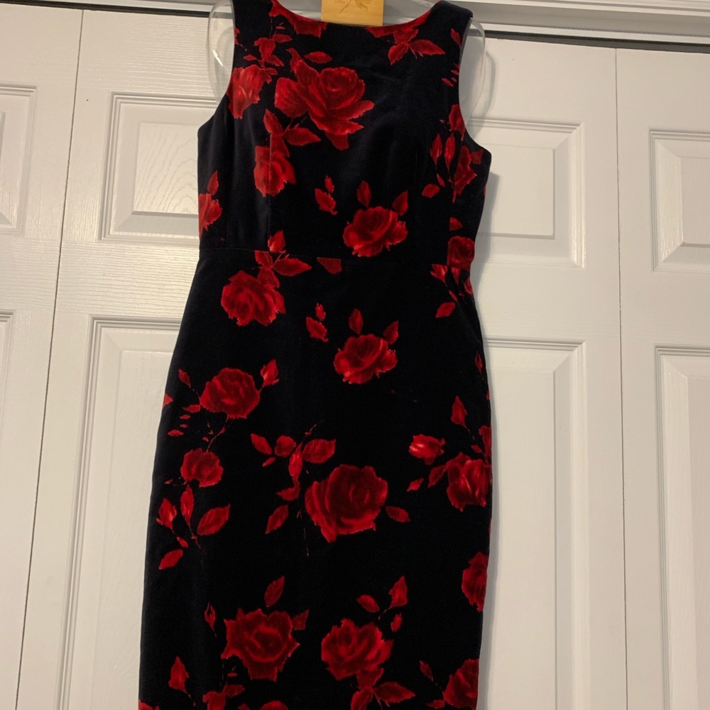 ❤️❤️❤️Talbots  Red and Black Velvet Dress - Picture 3 of 16